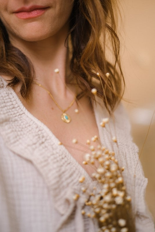 COLLANA MEDAGLIONE CON PIETRA