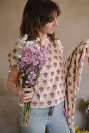 BLOUSE PASHAM FLORETS MACADAMIA