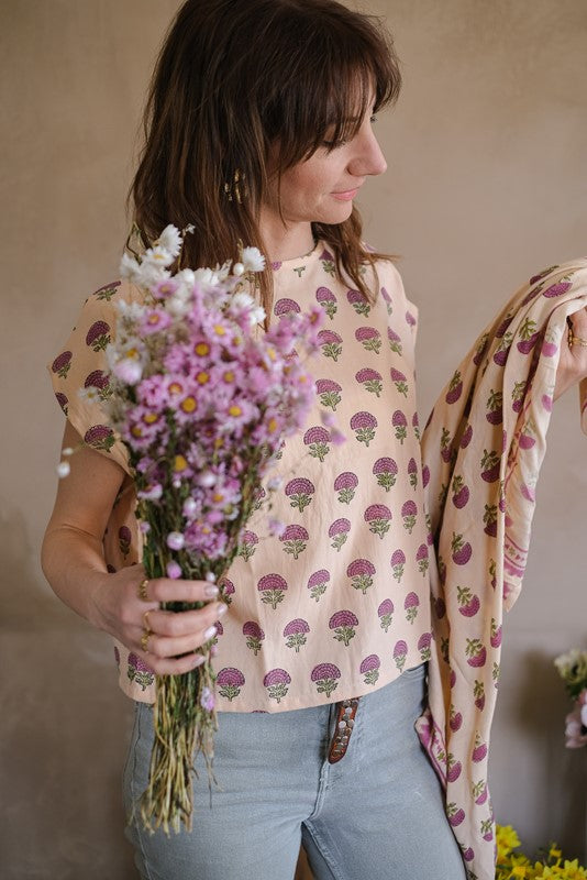 BLOUSE PASHAM FLORETS MACADAMIA