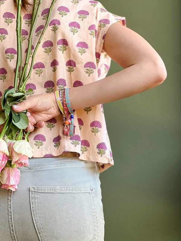 BLOUSE PASHAM FLORETS MACADAMIA