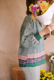 CAMICIA FIORI ORIENTE VERDE