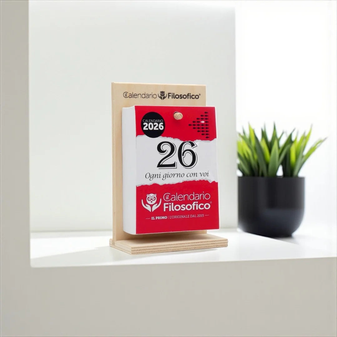 CALENDARIO FILOSOFICO 10X14CM CON SUPPORTO LEGNO