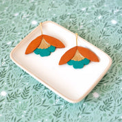 ORECCHINI FLEUR DE GINKO MARRONE VERDE ORO