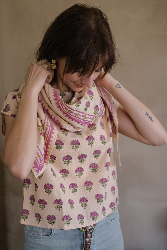 BIG FOULARD LATIKA FLORETS MACADAMIA