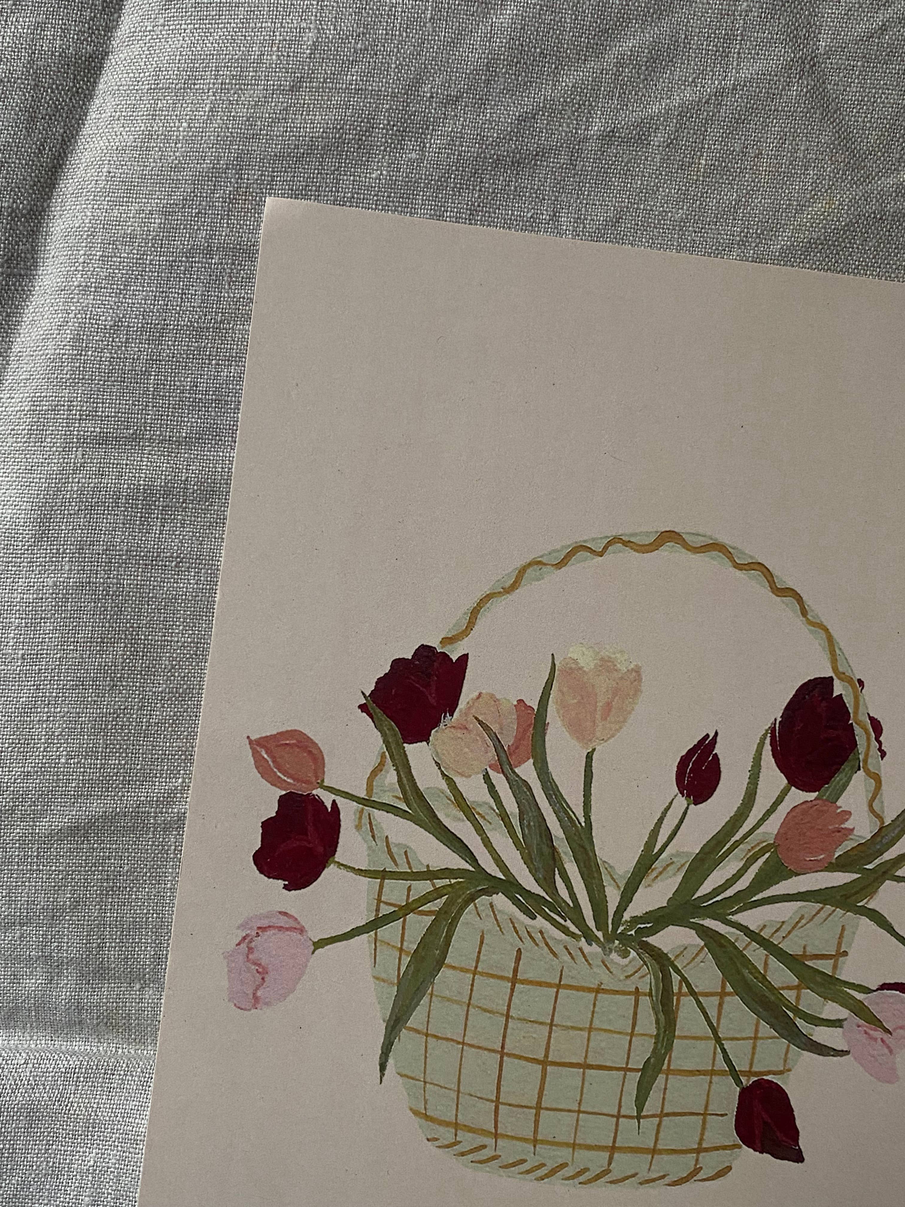 Stampa A5 - Cesto di tulipani