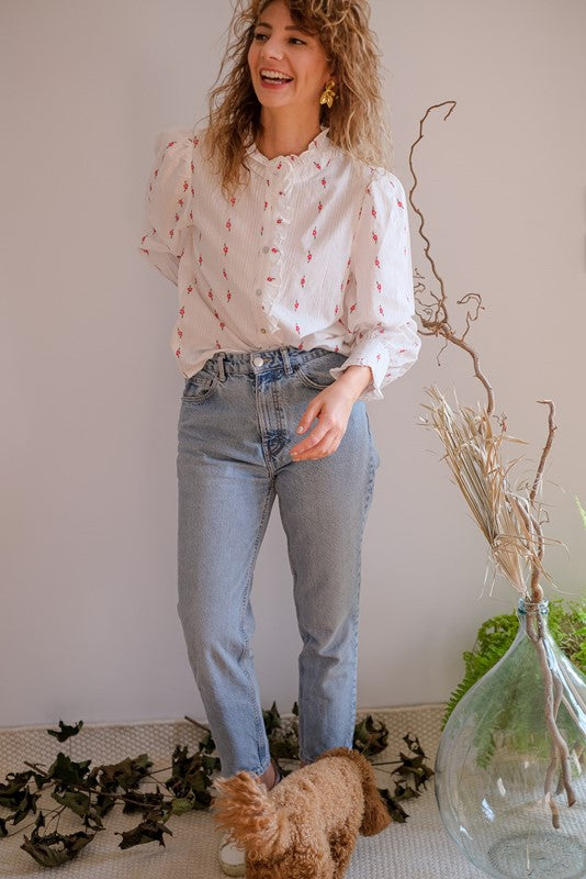 CAMICIA FIORI ROSSI