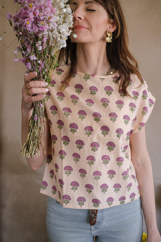 BLOUSE PASHAM FLORETS MACADAMIA