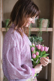 CAMICIA FIORI ORIENTE FUCSIA