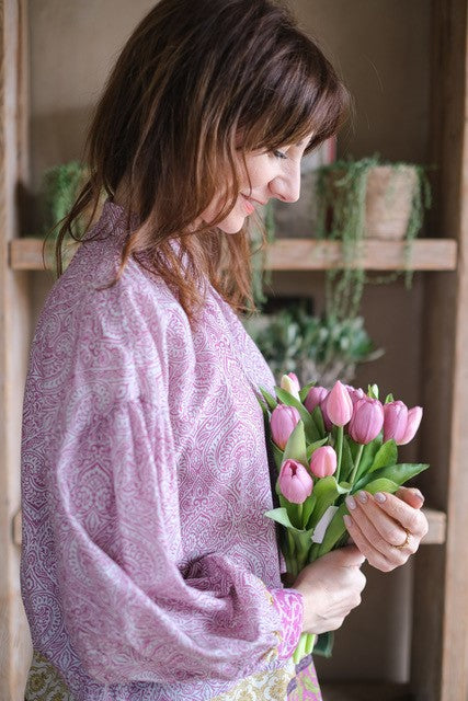 CAMICIA FIORI ORIENTE FUCSIA