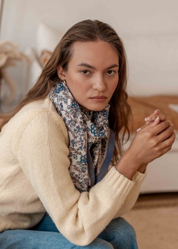 GRAND FOULARD INDIEN - KIALA CÉLESTE