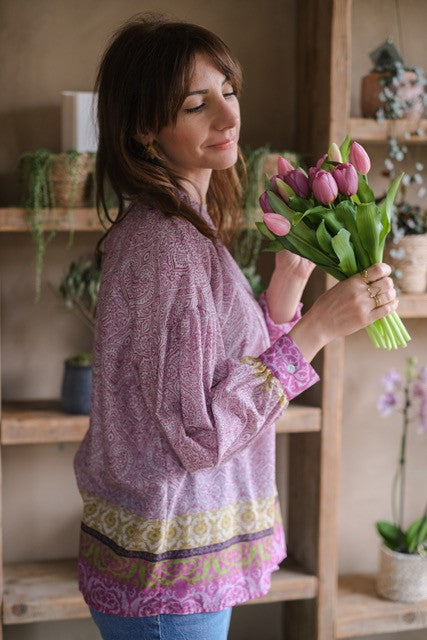 CAMICIA FIORI ORIENTE FUCSIA