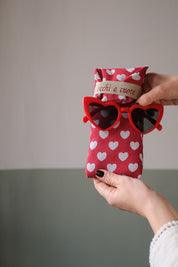 PORTA OCCHIALI CUORI ROSSO