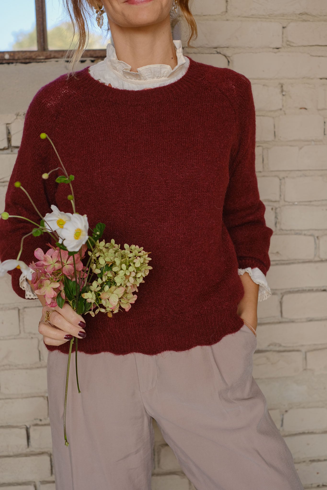 MAGLIA BABY ALPACA BORGOGNA