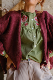 CARDIGAN LIGHT MOHAIR BORGOGNA