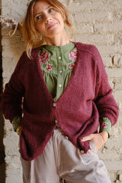 CARDIGAN LIGHT MOHAIR BORGOGNA