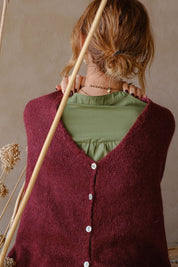 CARDIGAN LIGHT MOHAIR BORGOGNA