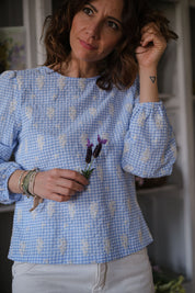 BLUSA VICHY FIOR DI CIELO