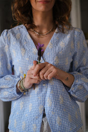 BLUSA VICHY FIOR DI CIELO
