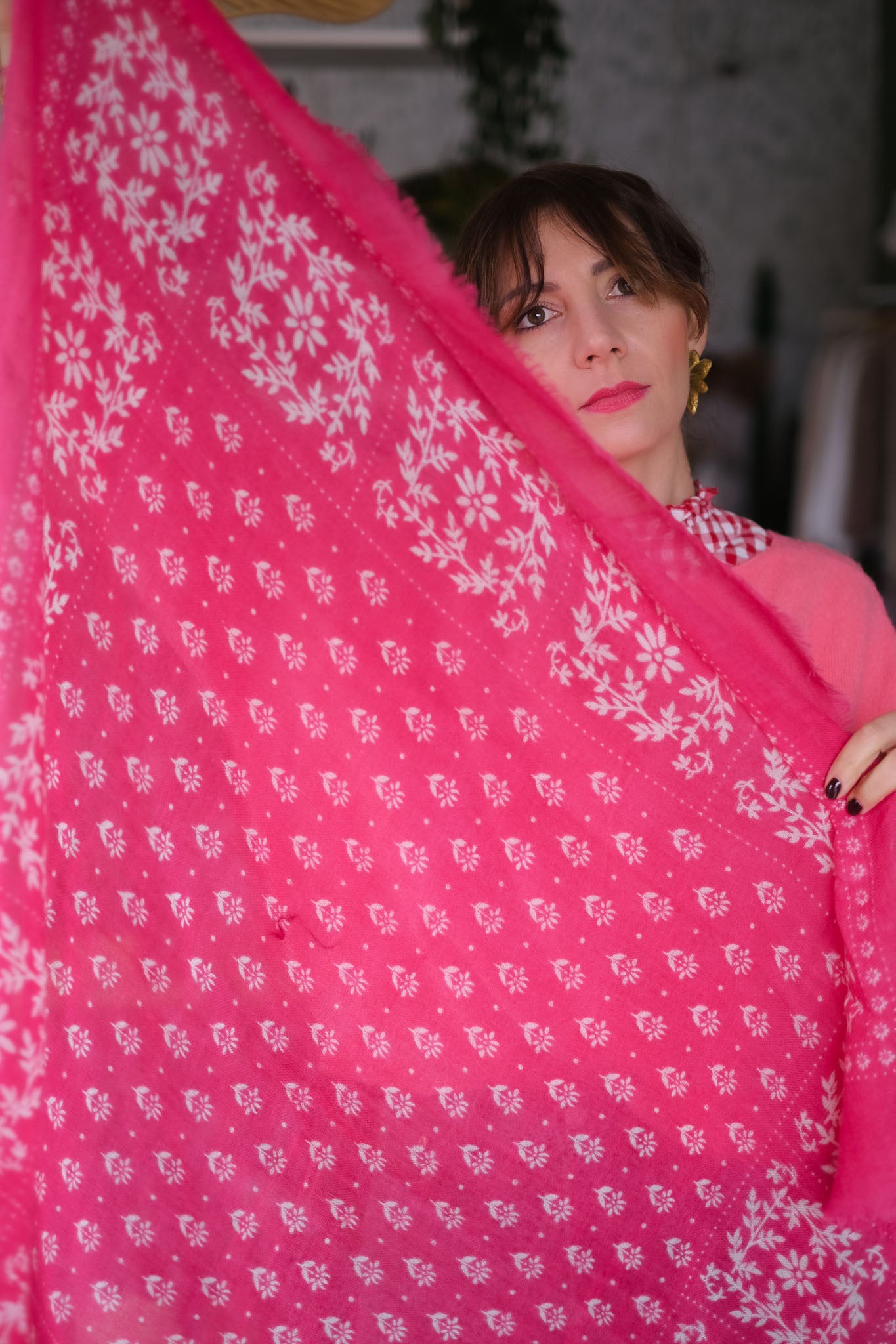 FOULARD IN LANA KARMA PINK