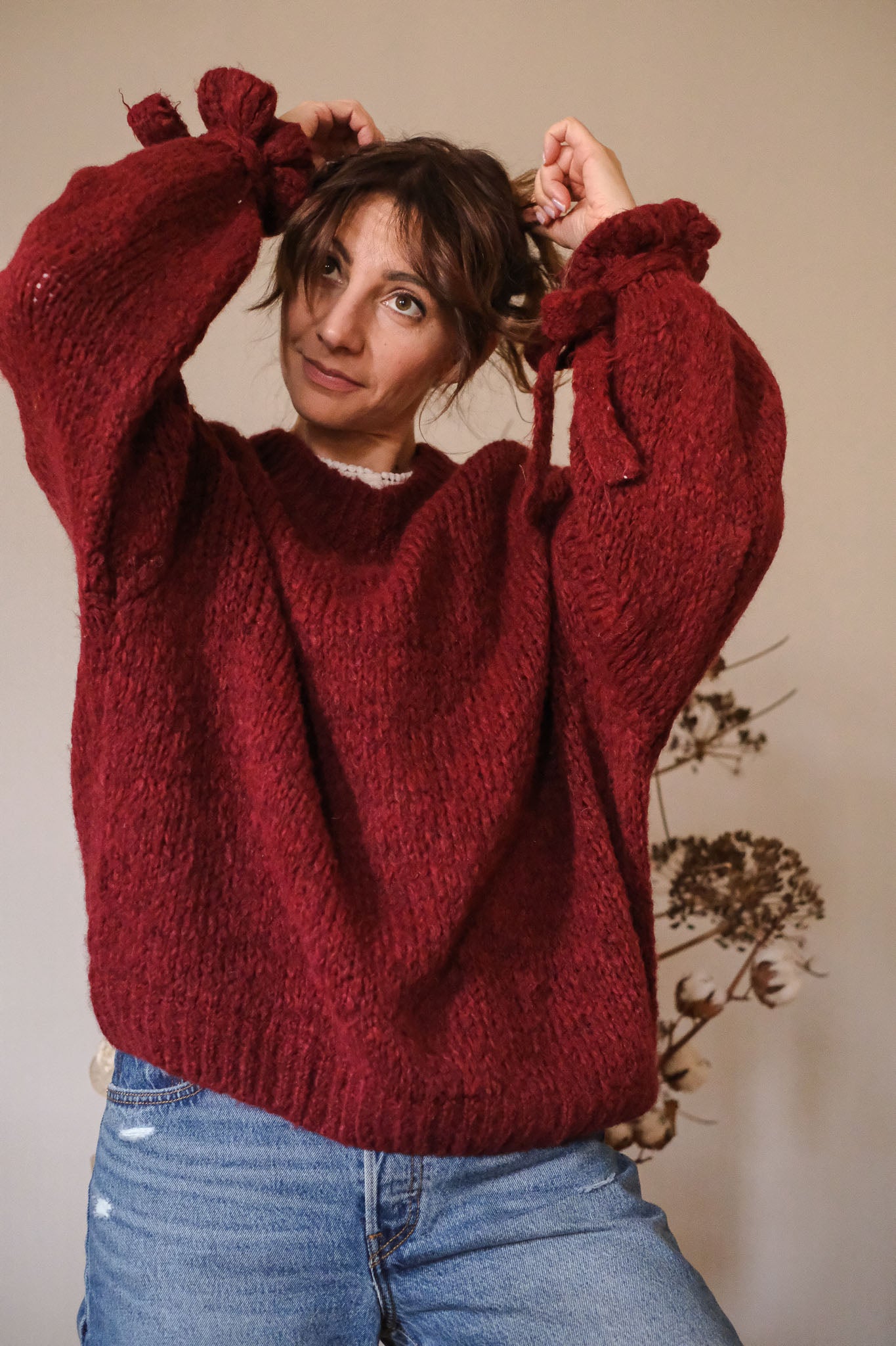 MAGLIA OVERSIZE TULIP BORDEAUX