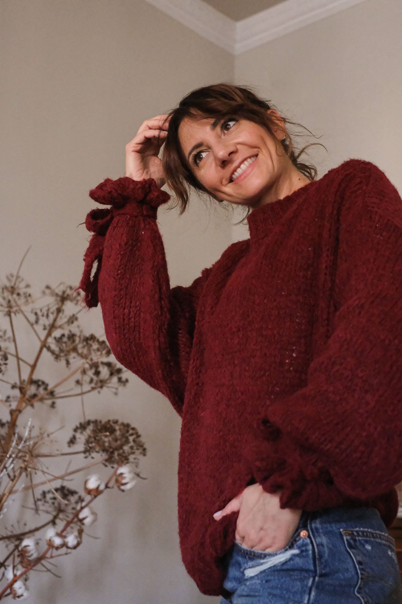MAGLIA OVERSIZE TULIP BORDEAUX
