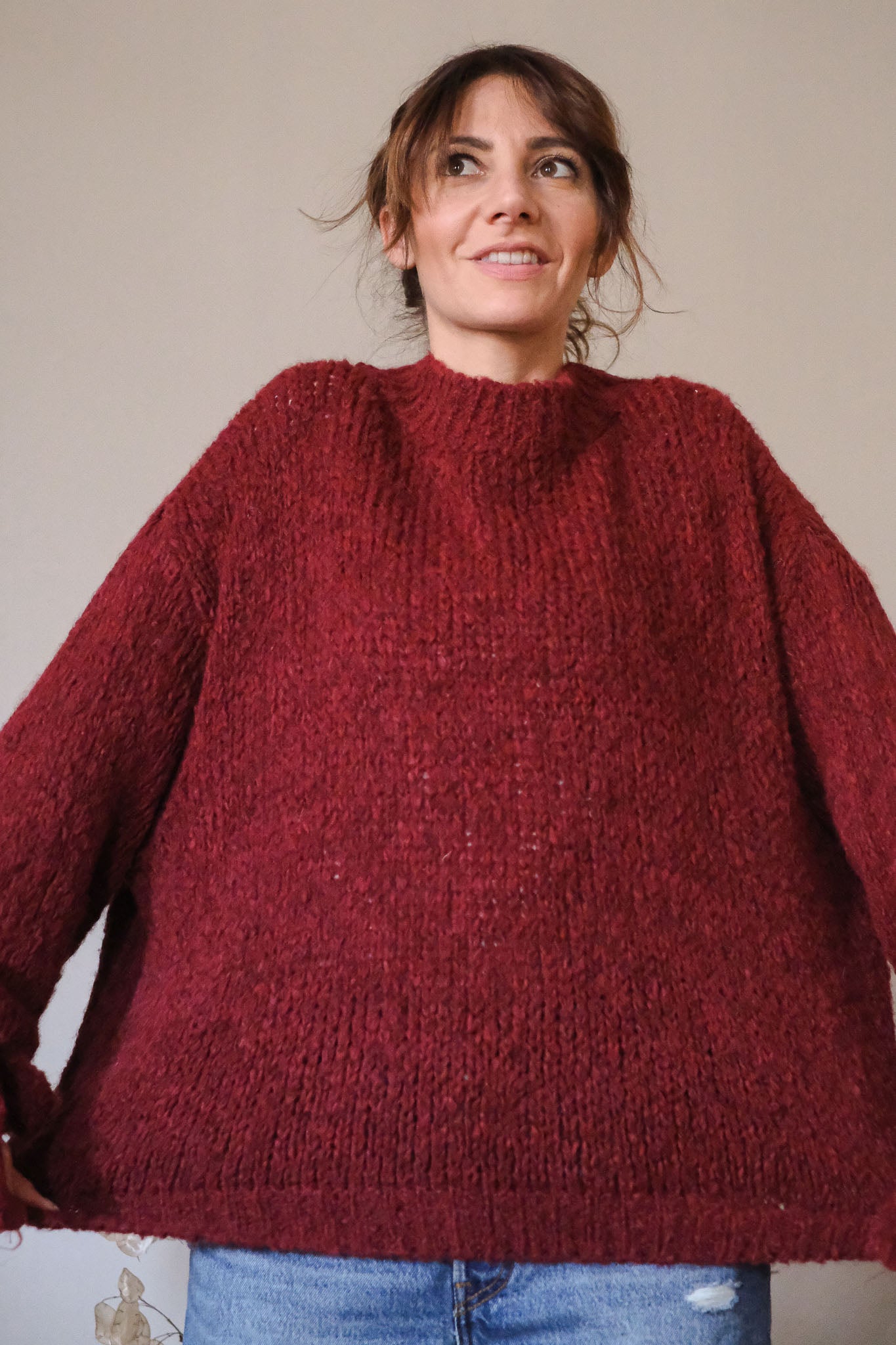 MAGLIA OVERSIZE TULIP BORDEAUX