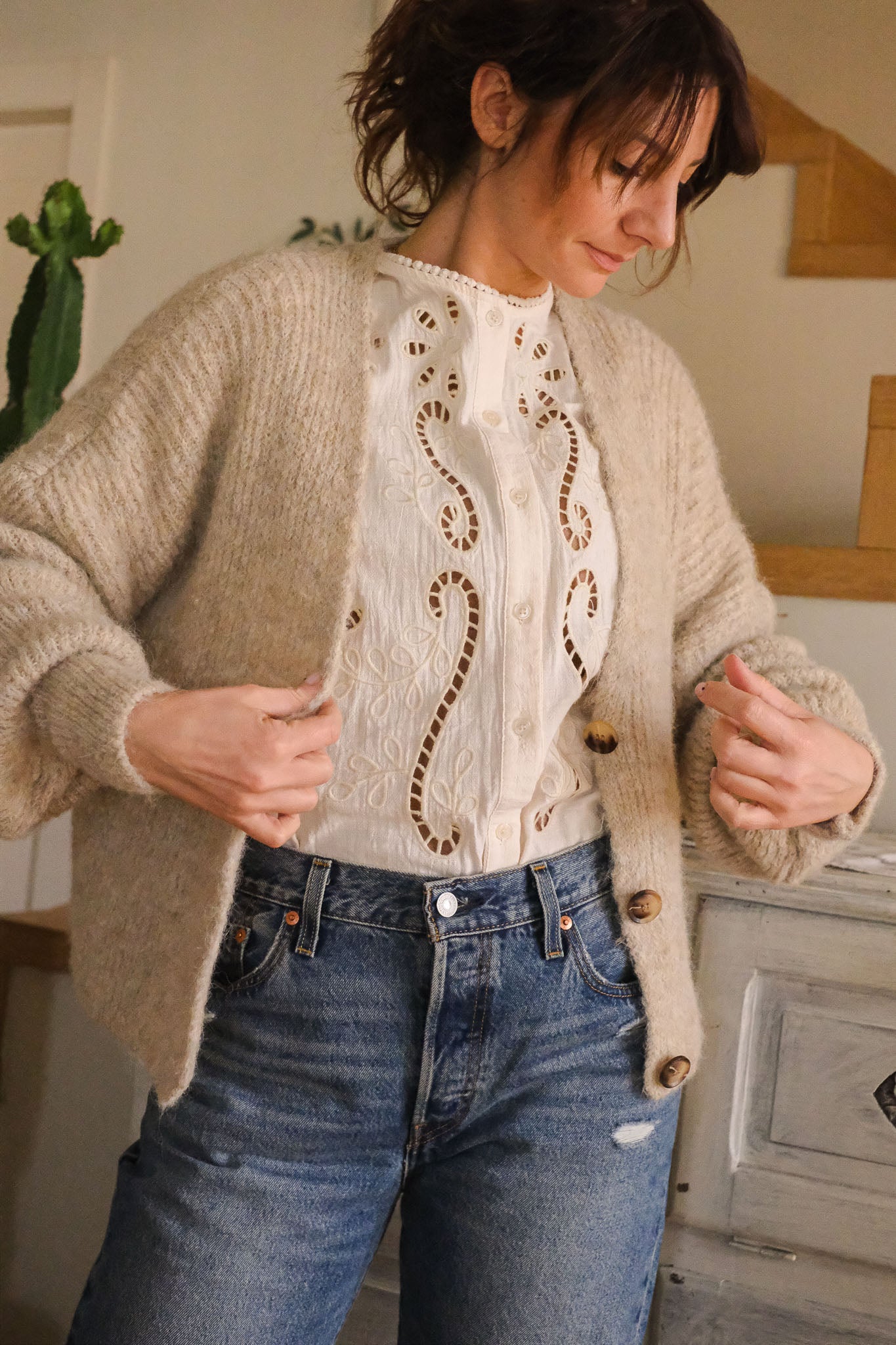 CARDIGAN SEMINI PANNA