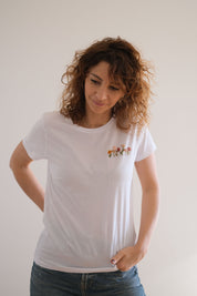 T-SHIRT RICAMI CORONCINA LILLA MALVA SENAPE